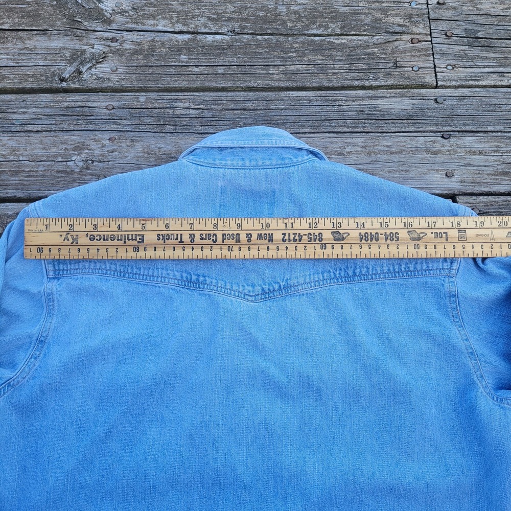 VTG Wrangler Western Wear For Women Denim Pearl Snap Embroidered Long SleeveRead - Picture 8 of 9